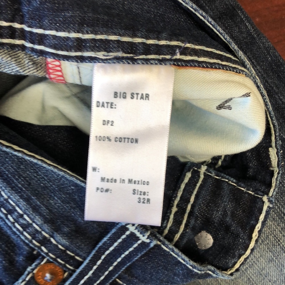Men's Big & Tall Vintage Thick Stitch Embroidered Distressed Jeans - Picture 7 of 15